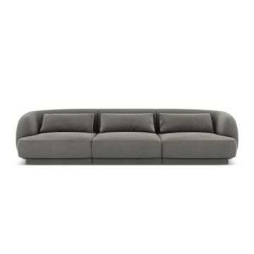 Canapea 3 locuri, Tulum, Cosmopolitan Design, 255x90x70 cm, catifea, gri deschis