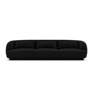 Canapea 3 locuri, Tulum, Cosmopolitan Design, 255x90x70 cm, catifea, negru
