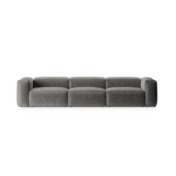 Canapea 4 locuri, Bergamo, Cosmopolitan Design, 364x108x70 cm, catifea chenille raiata, gri deschis