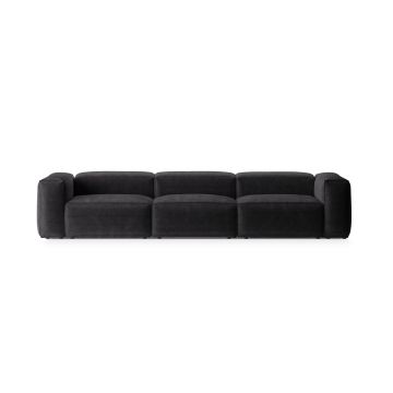 Canapea 4 locuri, Bergamo, Cosmopolitan Design, 364x108x70 cm, catifea chenille raiata, gri