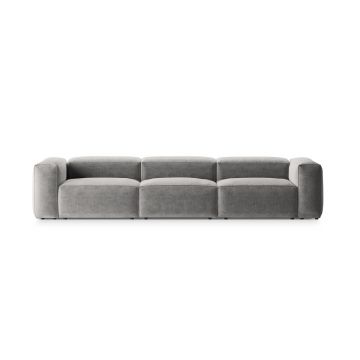Canapea 4 locuri, Bergamo, Cosmopolitan Design, 364x108x70 cm, tesatura structurata, gri deschis