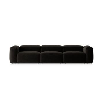 Canapea 4 locuri, Bergamo, Cosmopolitan Design, 364x108x70 cm, tesatura structurata, negru