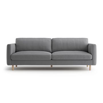 Canapea 4 locuri, Eden, Micadoni, 209x92x90 cm, catifea, gri