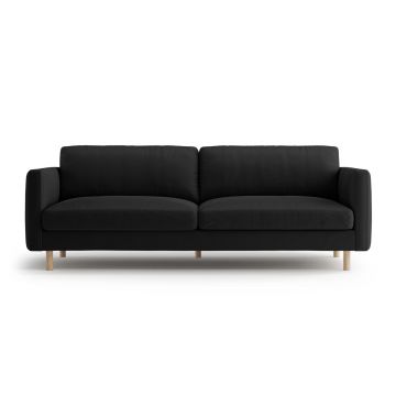Canapea 4 locuri, Eden, Micadoni, 209x92x90 cm, catifea, negru
