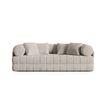 Canapea extensibila 3 locuri, Kemi, Cosmopolitan Design, 206x95x70 cm, catifea, bej