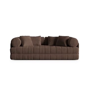 Canapea extensibila 3 locuri, Kemi, Cosmopolitan Design, 206x95x70 cm, catifea, ciocolata