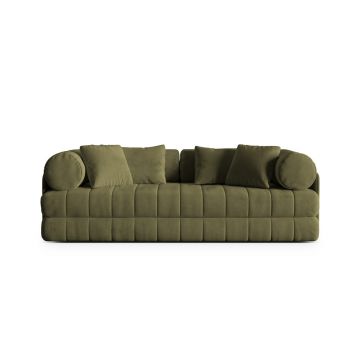 Canapea extensibila 3 locuri, Kemi, Cosmopolitan Design, 206x95x70 cm, catifea, verde