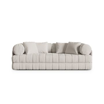 Canapea extensibila 3 locuri, Kemi, Cosmopolitan Design, 206x95x70 cm, tesatura boucle, bej deschis