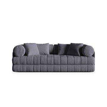 Canapea extensibila 3 locuri, Kemi, Cosmopolitan Design, 206x95x70 cm, tesatura boucle, grafit