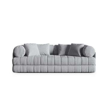 Canapea extensibila 3 locuri, Kemi, Cosmopolitan Design, 206x95x70 cm, tesatura boucle, gri