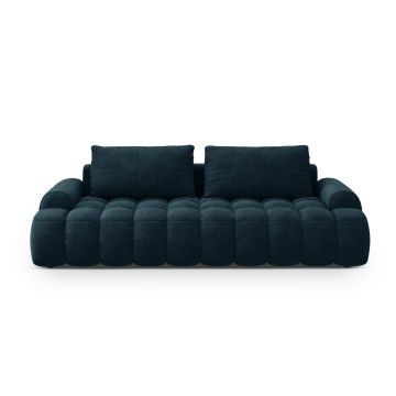 Canapea extensibila 4 locuri, Linz, Cosmopolitan Design, 250x100x84 cm, catifea, albastru petrol inchis
