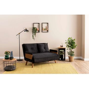 Canapea extensibilă cu 2 locuri, Futon, 859FTN2721, Metal , Negru