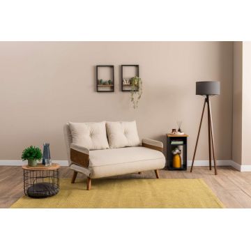 Canapea extensibilă cu 2 locuri, Futon, 859FTN2722, Metal , Crem