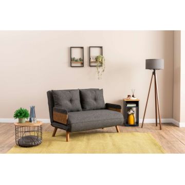 Canapea extensibilă cu 2 locuri, Futon, 859FTN2724, Metal , Gri inchis