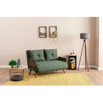 Canapea extensibilă cu 2 locuri, Futon, 859FTN2725, Metal , Verde