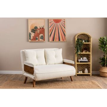Canapea extensibilă cu 2 locuri, Futon, 859FTN2726, Metal , Alb