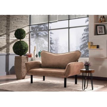 Canapea extensibilă cu 2 locuri, Futon, 859FTN2867, Metal, Maro deschis