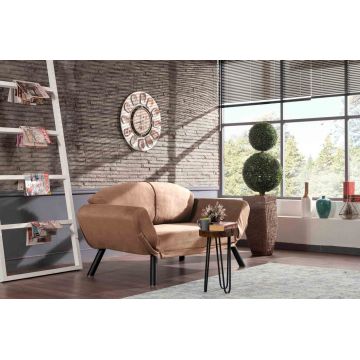 Canapea extensibilă cu 2 locuri, Futon, 859FTN2869, Metal, Maro deschis