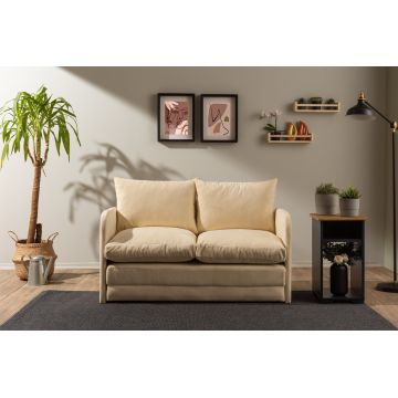 Canapea extensibilă cu 2 locuri, Futon, 859FTN2872, Metal , Crem