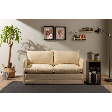 Canapea extensibilă cu 2 locuri, Futon, 859FTN2886, Metal , Crem