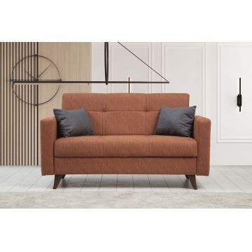 Canapea extensibilă cu 2 locuri, Misty, 730MST1107, Cadru: METAL/LEMN, Caramiziu