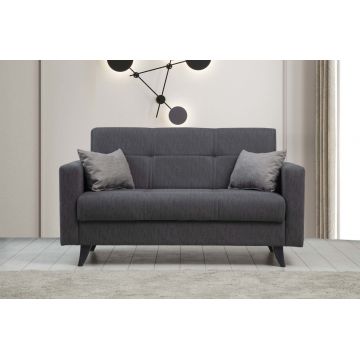 Canapea extensibilă cu 2 locuri, Misty, 730MST1108, Cadru: METAL/LEMN, Gri inchis