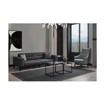 Canapea extensibila cu 3 locuri, Artie, 560ARE2902, Lemn de fag / PAL, Antracit