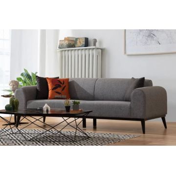 Canapea extensibila cu 3 locuri, Artie, 560ARE2911, Lemn de fag / PAL, Gri deschis