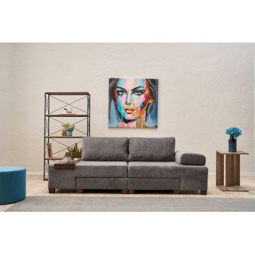 Canapea extensibila cu 3 locuri, Balcab Home, 825BLC4307, Lemn, Gri