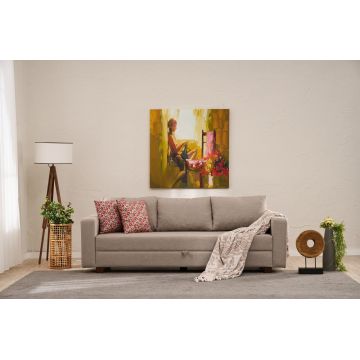 Canapea extensibila cu 3 locuri, Balcab Home, 825BLC5248, Cadru: LEMN/MDF/PLA, Bej