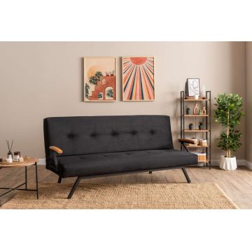 Canapea extensibila cu 3 locuri, Futon, 859FTN2904, Metal , Negru