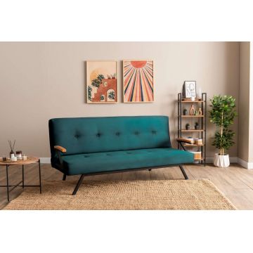 Canapea extensibila cu 3 locuri, Futon, 859FTN2905, Metal , Verde petrol