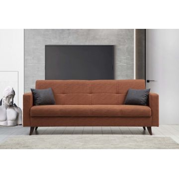 Canapea extensibila cu 3 locuri, Misty, 730MST1207, Cadru: METAL/LEMN, Caramiziu
