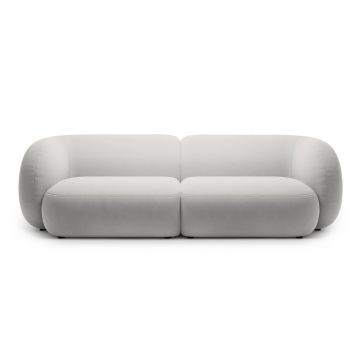 Canapea modulara 4 locuri, Kate, Micadoni, 243x99x76 cm, catifea, gri deschis