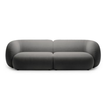 Canapea modulara 4 locuri, Kate, Micadoni, 243x99x76 cm, catifea, gri inchis