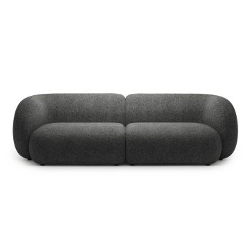 Canapea modulara 4 locuri, Kate, Micadoni, 243x99x76 cm, tesatura structurata, gri inchis melanj