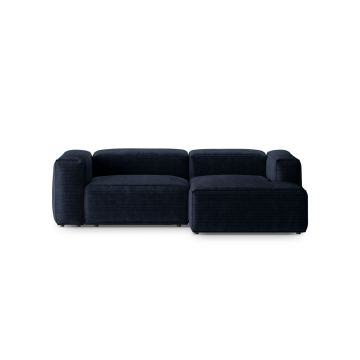 Coltar dreapta 2 locuri, Bergamo, Cosmopolitan Design, 244x152x70 cm, catifea chenille raiata, albastru navy