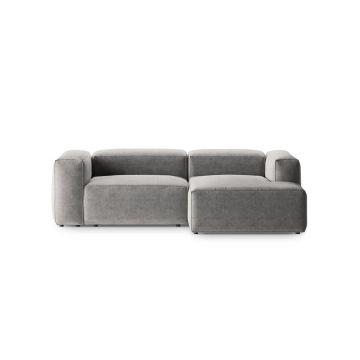 Coltar dreapta 2 locuri, Bergamo, Cosmopolitan Design, 244x152x70 cm, tesatura structurata, gri deschis
