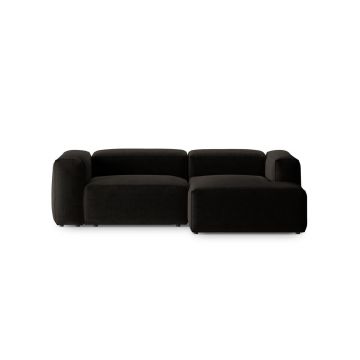 Coltar dreapta 2 locuri, Bergamo, Cosmopolitan Design, 244x152x70 cm, tesatura structurata, negru