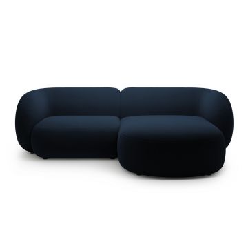 Coltar dreapta 2 locuri, Kate, Micadoni, 255x176x76 cm, catifea, albastru regal