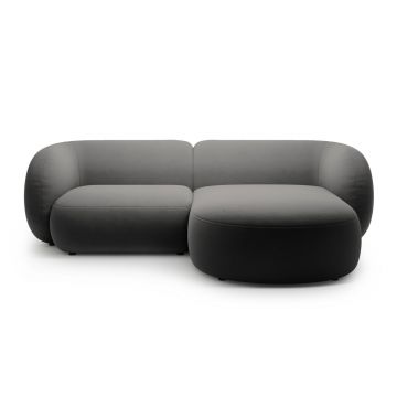 Coltar dreapta 2 locuri, Kate, Micadoni, 255x176x76 cm, catifea, gri inchis