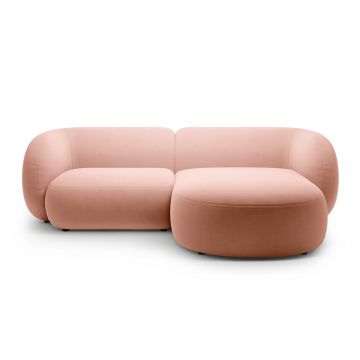 Coltar dreapta 2 locuri, Kate, Micadoni, 255x176x76 cm, catifea, roz