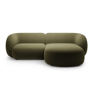 Coltar dreapta 2 locuri, Kate, Micadoni, 255x176x76 cm, catifea, verde