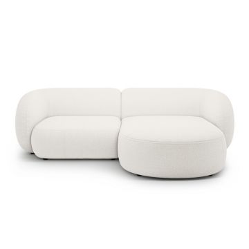 Coltar dreapta 2 locuri, Kate, Micadoni, 255x176x76 cm, tesatura boucle, alb