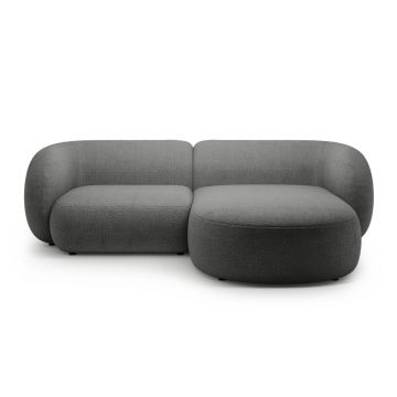 Coltar dreapta 2 locuri, Kate, Micadoni, 255x176x76 cm, tesatura boucle, gri inchis