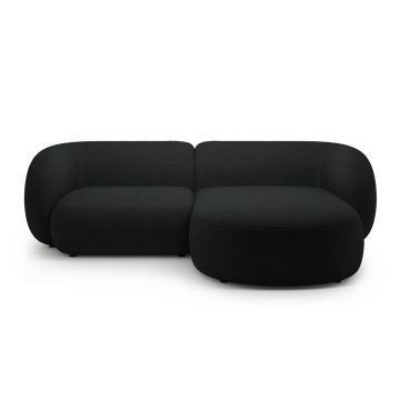 Coltar dreapta 2 locuri, Kate, Micadoni, 255x176x76 cm, tesatura boucle, negru