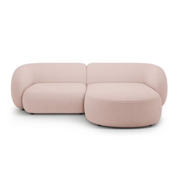 Coltar dreapta 2 locuri, Kate, Micadoni, 255x176x76 cm, tesatura boucle, roz pudra