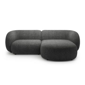 Coltar dreapta 2 locuri, Kate, Micadoni, 255x176x76 cm, tesatura structurata, gri inchis melanj