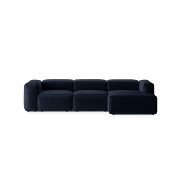 Coltar dreapta 3 locuri, Bergamo, Cosmopolitan Design, 304x152x70 cm, catifea chenille raiata, albastru navy