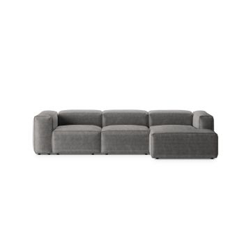 Coltar dreapta 3 locuri, Bergamo, Cosmopolitan Design, 304x152x70 cm, catifea chenille raiata, gri deschis